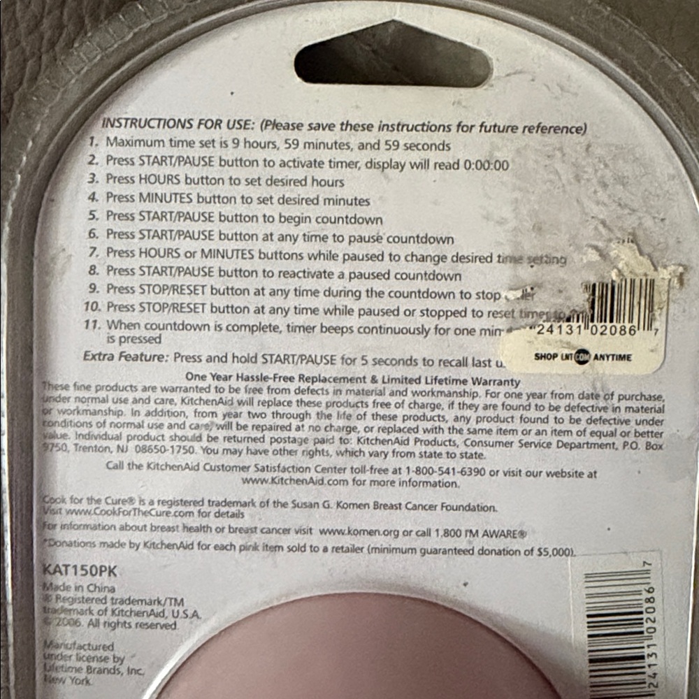 NEW KitchenAid Cook For The Cure Digital Timer Pink - Picture 2 of 2